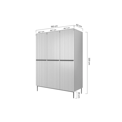 Szafa Nicole 150 cm z półkami - biały mat / złote nóżki